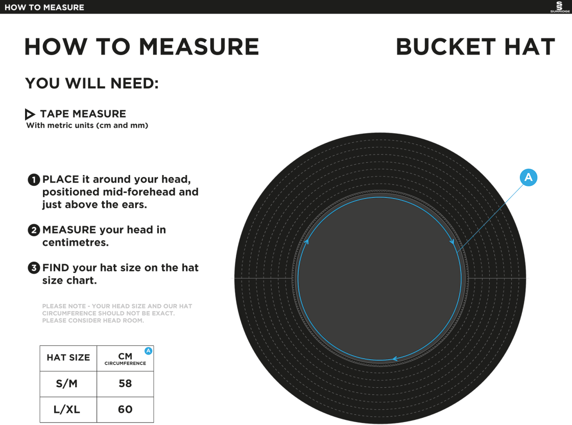 WOODHAM MORTIMER Dual Bucket Hat - Navy - Size Guide